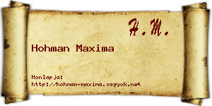 Hohman Maxima névjegykártya